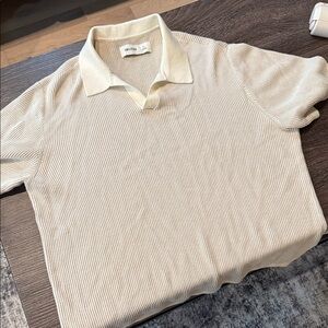 Hollister Cream Knit Polo Shirt